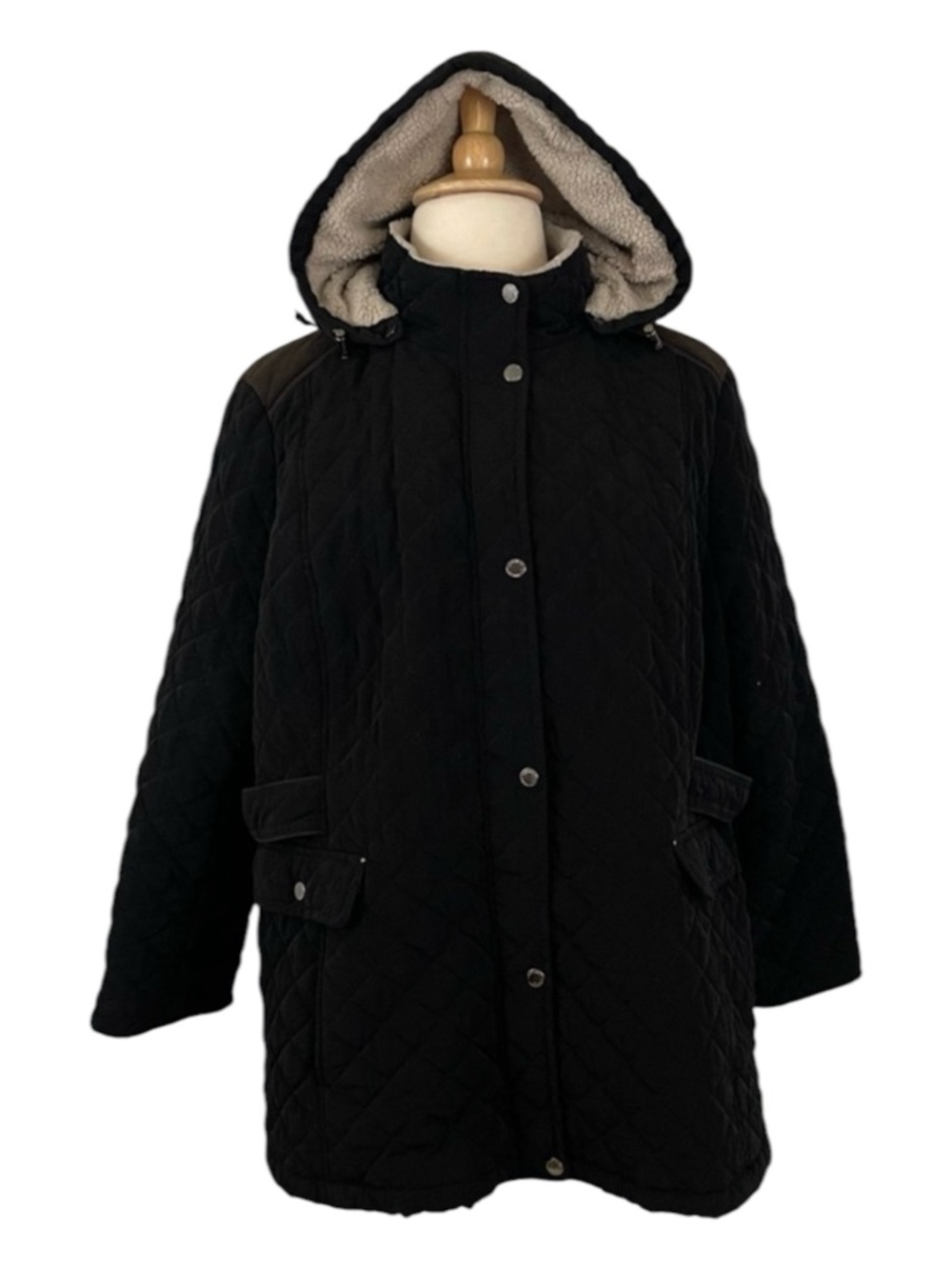 Laundry Shelli Segal Quilted Jacket Women’s 3X Black Hooded Casual Cozy